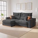 Ver imagem 2 de Sofa Retratil e Reclinavel Montreal 250cm 3 Lugares Kc Rei de Casa Veludo Cinza