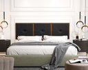 Ver imagem 1 de Painel Cabeceira Box King 1,95 Detalhe Madeira Suede Preto - Comprar Moveis em Casa