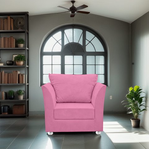 01 Poltrona Lisboa Suede Rosê - Pandora Decor