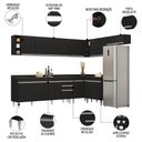 Ver imagem 3 de Armário de Cozinha Modulado de Canto 8 Peças Cp26 Balcão com Tampo Preto - Lumil Lumil Móveis