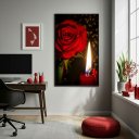 Ver imagem 1 de Quadro Umbanda Rosa e Vela Vermelha - 70x50cm:moldura Preta