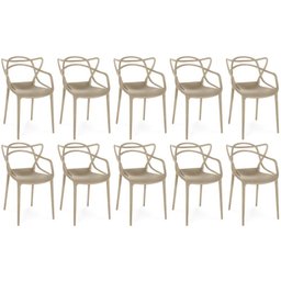 Kit 10 Cadeiras de Jantar Allegra Prática Empilhável - Nude - 1