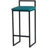 Banqueta Alta para Cozinha e Área Gourmet Minimalista Base de Metal Veludo Azul Turquesa - 1