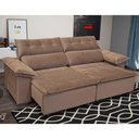 Ver imagem 1 de Sofá Retrátil e Reclinável 250 Cm Supremo Veludo Capuccino