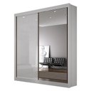Ver imagem 2 de Guarda Roupa Solteiro com Espelho 100% MDF 2 Portas de Correr 3 Gavetas 187cm São Paulo Branco - Leifer