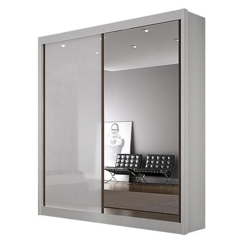 Guarda Roupa 2 Portas com Espelho São Paulo Gold Branco – Leifer Móveis