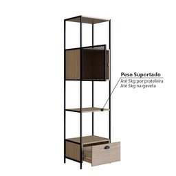 Estante Industrial York com 1 Porta - Carvalho/Preto - 4