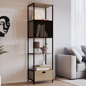 Estante Industrial York com 1 Porta - Carvalho/Preto