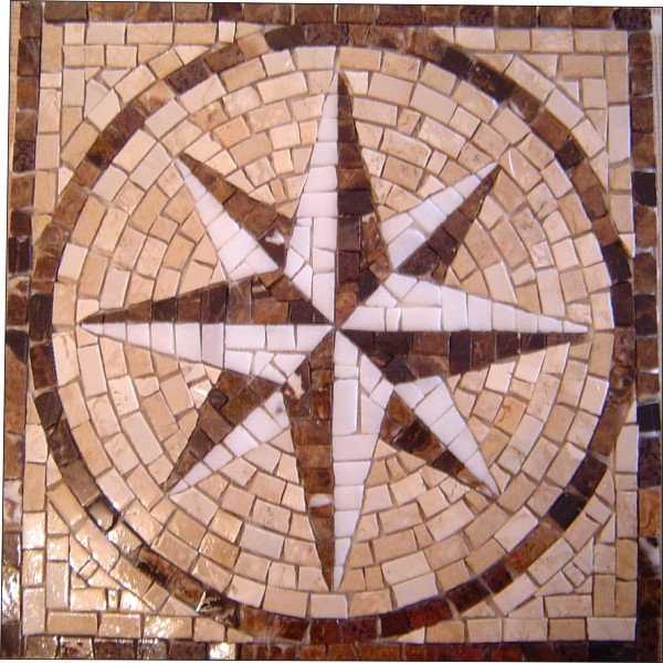 Mosaico Rosa Rosa Dos Ventos em Mosaico Rosone Fiorentino Ii Rústico | MadeiraMadeira