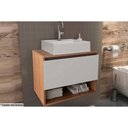 Ver imagem 1 de Conjunto de Banheiro Balcão Suspenso Bn3606 C/ Cuba Pia Bn3600 60cm Cor Amêndoa/branco - Tecno
