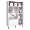 Ver imagem 5 de Guarda-Roupa Retrô 3 Portas Théo New Branco Fosco com Natural - Reller