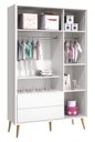 Ver imagem 5 de Guarda-Roupa Retrô 3 Portas Théo New Branco Fosco com Natural - Reller
