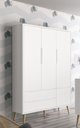 Ver imagem 2 de Guarda-Roupa Retrô 3 Portas Théo New Branco Fosco com Natural - Reller