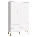 Ver imagem 1 de Guarda-Roupa Retrô 3 Portas Théo New Branco Fosco com Natural - Reller