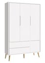 Ver imagem 1 de Guarda-Roupa Retrô 3 Portas Théo New Branco Fosco com Natural - Reller