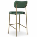 Ver imagem 2 de Kit 2 Banquetas Alta Sala de Jantar Lisa Pés Champanhe PU Verde m² - Monari Design