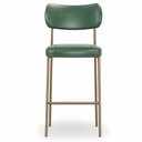 Ver imagem 3 de Kit 2 Banquetas Alta Sala de Jantar Lisa Pés Champanhe PU Verde m² - Monari Design