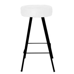 Kit 09 Banqueta Alta Laisa Industrial Redonda Cozinha Bar Balcão Bistrô Ferro Preto Suede Branco - A - 3