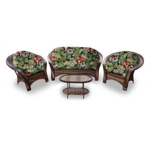 Conjunto Madagascar - 1 sofá + 2 poltronas + Mesa Oval - Saquarema