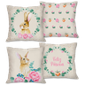 Kit com 4 Capas para Almofadas Decorativas Coelho da Páscoa Flores - 1