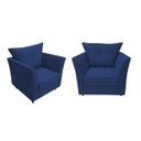 Ver imagem 1 de Kit 2 Poltronas Decorativa Isis Suede Azul Marinho Pés Madeira Ms Decor