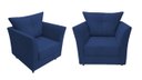 Ver imagem 1 de Kit 2 Poltronas Decorativa Isis Suede Azul Marinho Pés Madeira Ms Decor