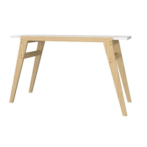 Mesa Multiuso Cozinha BMU179 c/ Pés de Madeira Branco/Pinus - BRV