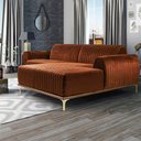 Ver imagem 2 de Sofá Molino 3 Lugares 230cm Chaise Esquerdo Pés Gold Veludo Camel - Nexta Casa