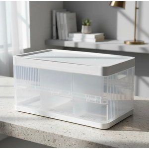 Caixa Organizadora Dobrável Empilhável 21l com 2 Divisórias Removíves e Tampa