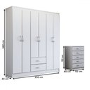 Ver imagem 4 de Guarda-roupa Casal Caleb 6 Portas 2 Gavetas com Cômoda 5 Gavetas Branco - Panorama Móveis