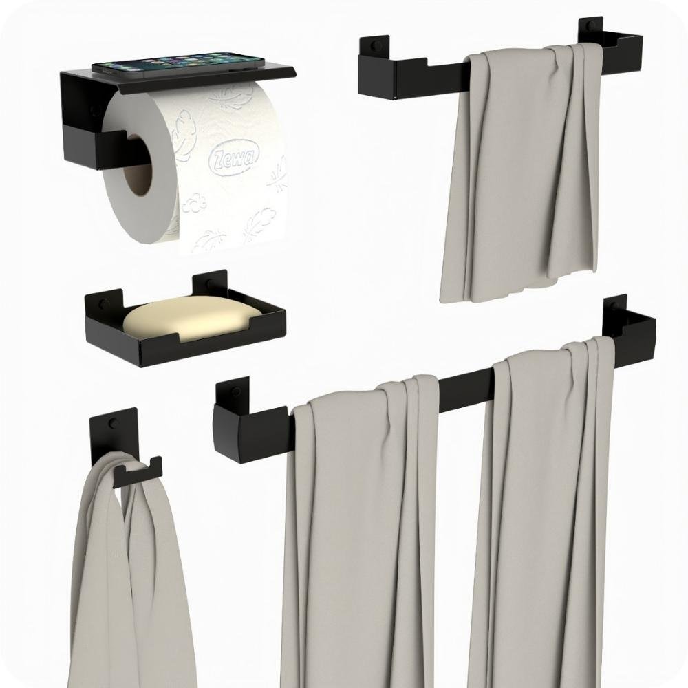 Kit Acessórios Para Banheiro Preto Fosco 5 Peças ELG - 10