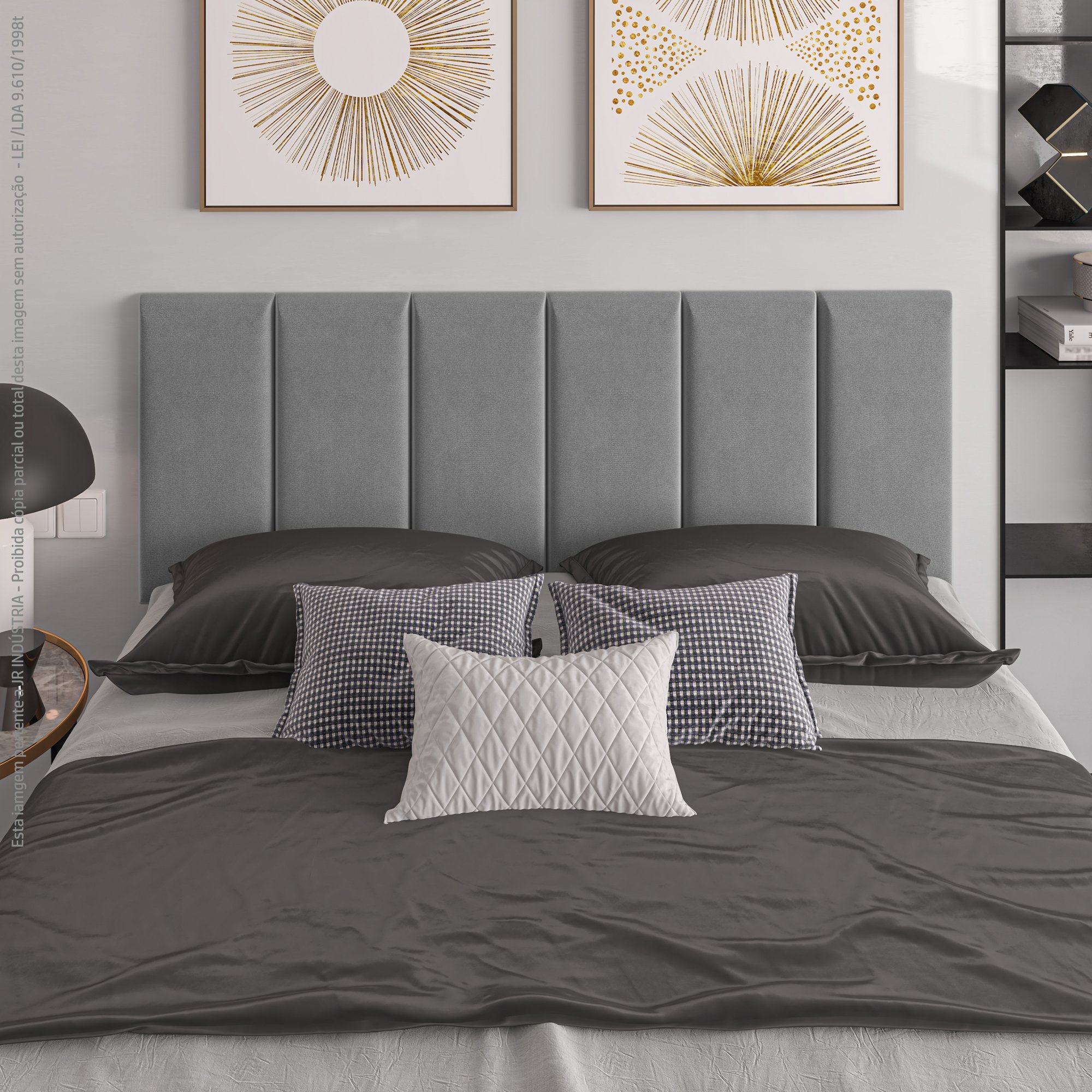 Painel Para Cabeceira Cama Box Queen 1,60 Estofada Queen Suede Cinza ...