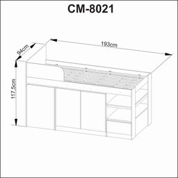 Cama de Solteiro Multifuncional com Escrivaninha e Armário Branco Cm8021 Tecno Mobili - 4