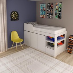 Cama de Solteiro Multifuncional com Escrivaninha e Armário Branco Cm8021 Tecno Mobili - 5