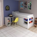 Ver imagem 1 de Cama de Solteiro Multifuncional com Escrivaninha e Armário Branco Cm8021 Tecno Mobili