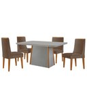 Ver imagem 2 de Mesa de Jantar Diane 120cm Tampo Mdf Vidro com 4 Cadeiras Lisboa Moderna Mobília