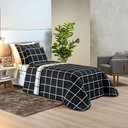 Ver imagem 1 de Kit Cobre Leito Minimalista Solteiro 02 Peças Micropercal 200 Fios - Preto com Branco
