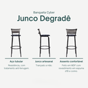 Ver imagem 3 de Kit 5 Banquetas Alta para Cozinha Junco Degradê Bancada Bistrô Balcão Ilhas Área Gourmet Piscina