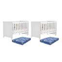 Ver imagem 1 de Kit Gêmeos Berço Mel Branco Fosco com Colchões Baby Physical - Reller Móveis