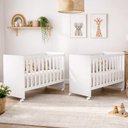 Ver imagem 2 de Kit Gêmeos Berço Mel Branco Fosco com Colchões Baby Physical - Reller Móveis