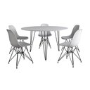 Ver imagem 6 de Mesa Jantar Redonda 110cm Branca Clips 3 Pés com 5 Cadeiras Eames Eiffel Brancas Ferro Preto