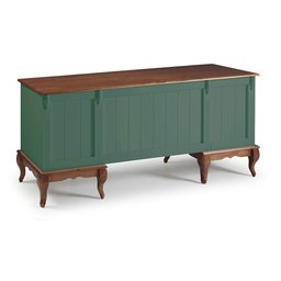 Escrivaninha Hannover 2 Portas e 2 Gavetas Divisor de Ambiente 60813 Linz Moveis -verde Musgo/imbuia - 2