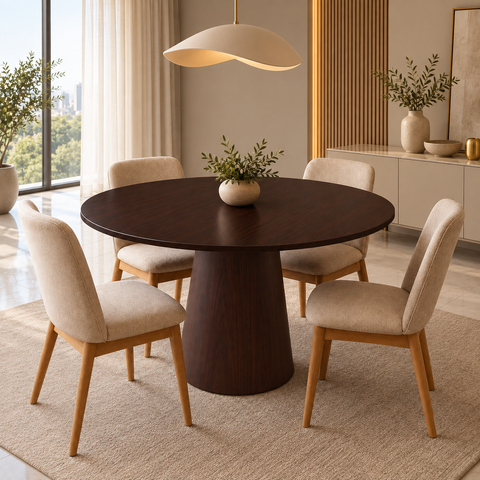 Mesa de Jantar Redonda 150cm - MDF Tabaco