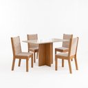 Ver imagem 2 de Conjunto Sala de Jantar Mesa Lana 120cm Tampo MDF Vidro Canto Reto 4 Cadeiras Evelin