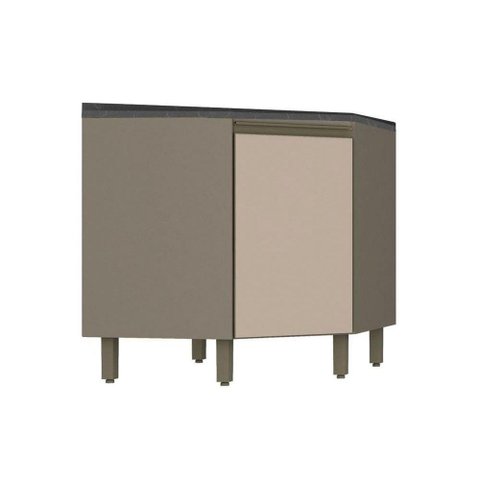 Módulo Cozinha Henn Connect Balcão Canto Oblíquo 1 Porta C/ Tampo Duna/cristal