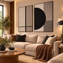 Ver imagem 2 de Quadro Decorativo Abstrato Duo Elegance Moldura Filete:Moldura Preta/50x75