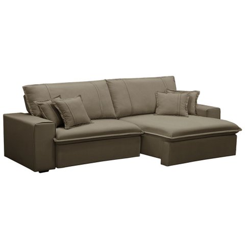 Sofá Retrátil Reclinável para Sala 3 Lugares 250cm Varsov F04 Veludo Amêndoa - Lyam Decor