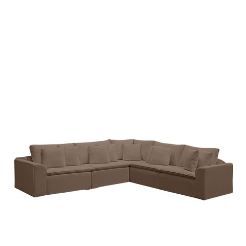 Sofá Modular Rivieira 280cm Linho - Meu Estofado:marrom Cookiee