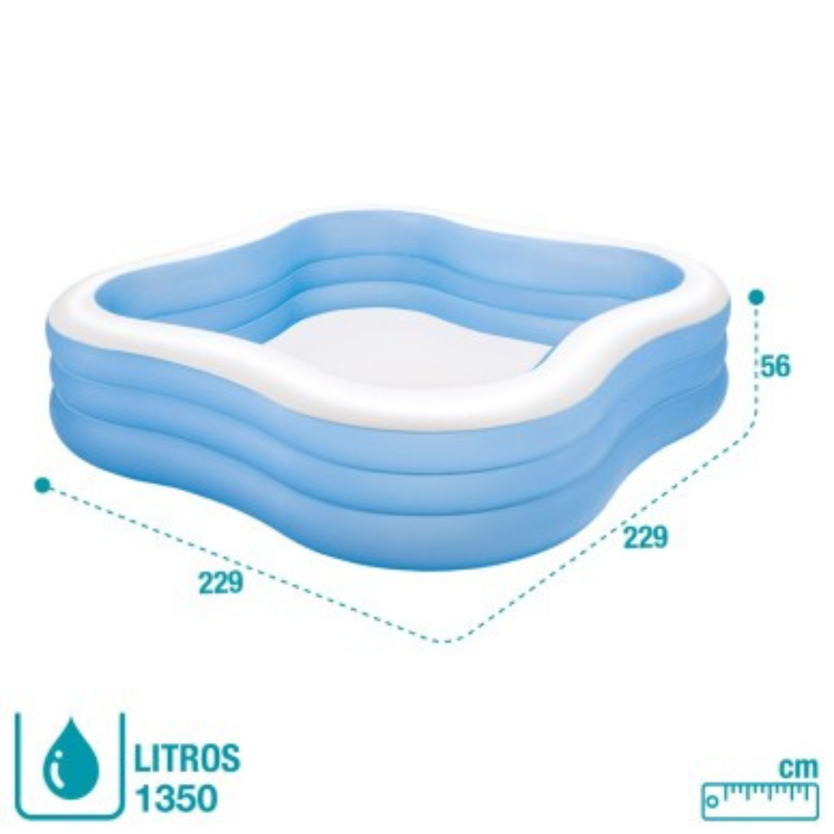 Piscina Inflável Familiar Intex Grande 1.350l 229x229x56cm:roxo - 2
