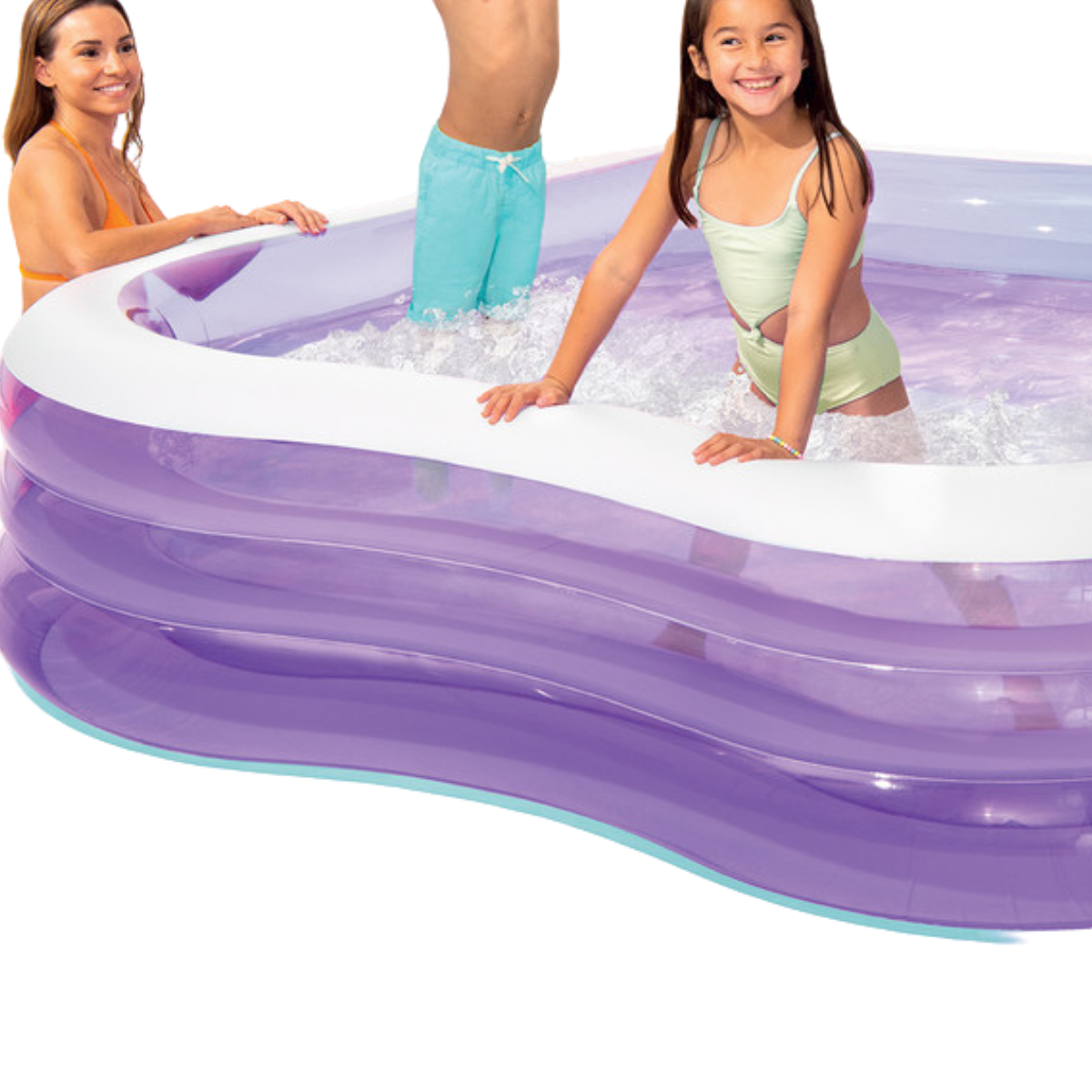 Piscina Inflável Familiar Intex Grande 1.350l 229x229x56cm:roxo - 9